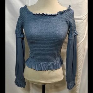Scotty Blue Long Sleeve Crop Top